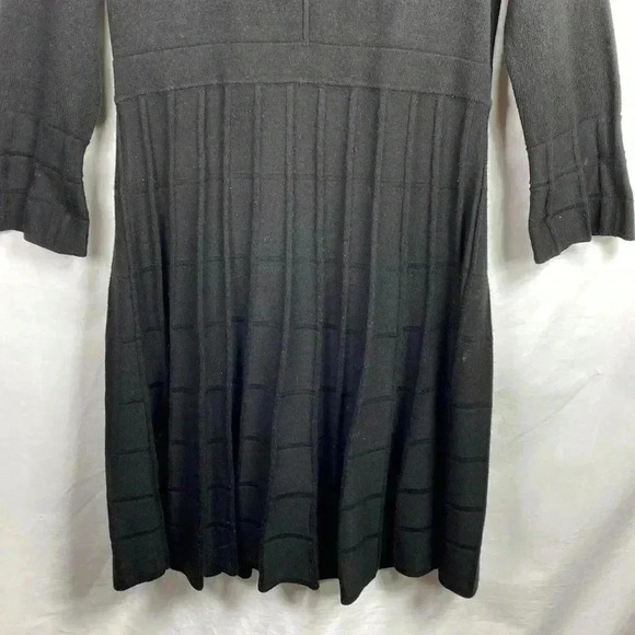 Ellen Tracy Black Long Sleeve Pleated Fit & Flair Sweater Dress in Size Medium. - Picture 6 of 15